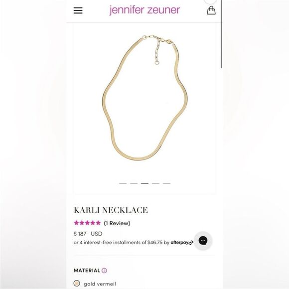 NWT Jennifer Zeuner Karli Necklace Gold Plated - Picture 4 of 8